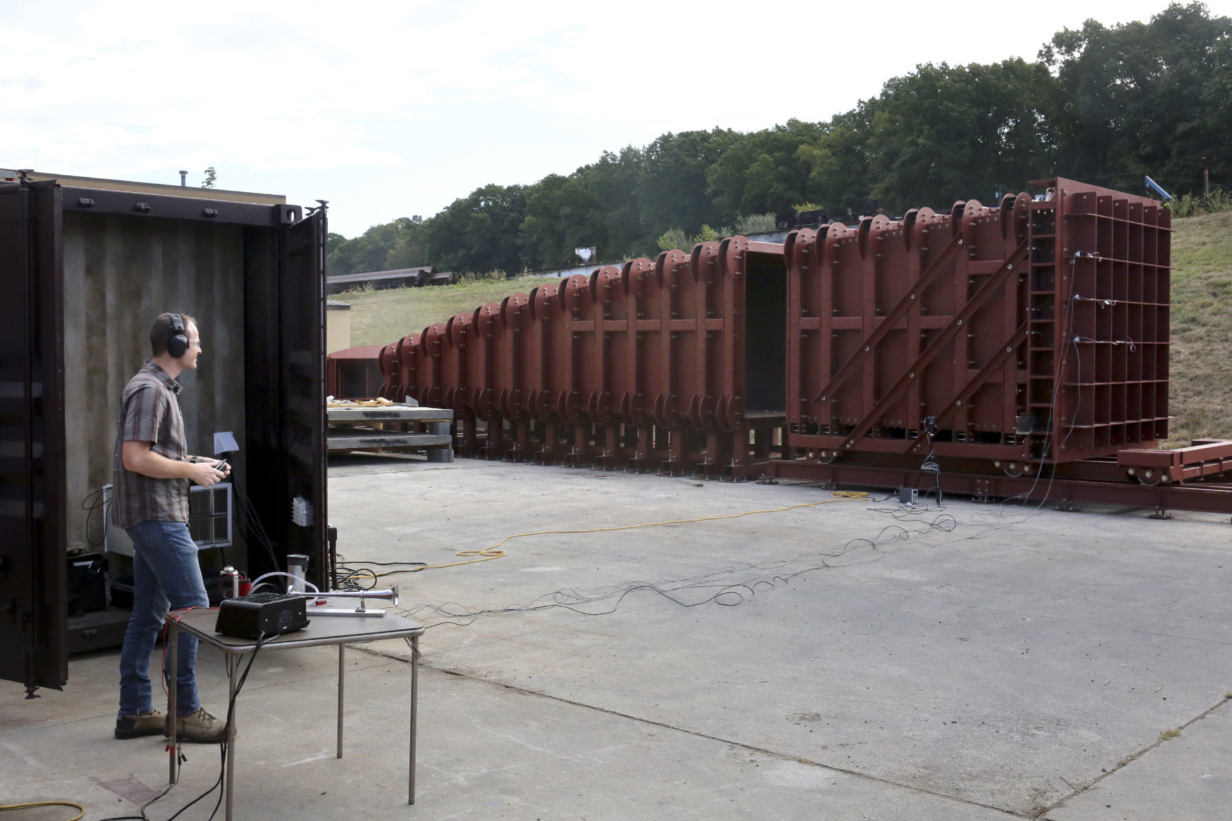 Eric Jacques watches during a calibration test